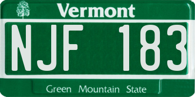 VT license plate NJF183