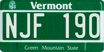 VT license plate NJF190