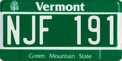 VT license plate NJF191