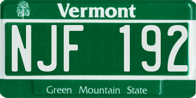 VT license plate NJF192