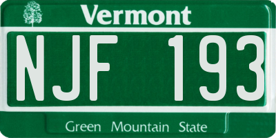 VT license plate NJF193