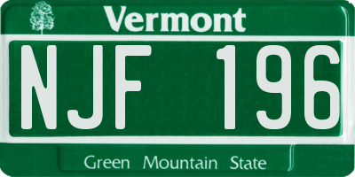 VT license plate NJF196
