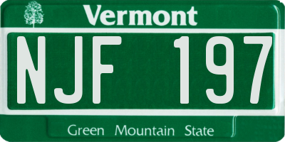 VT license plate NJF197