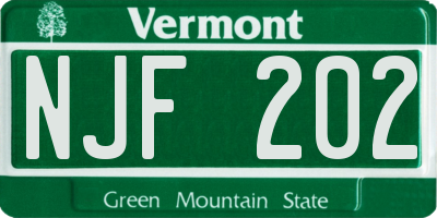 VT license plate NJF202