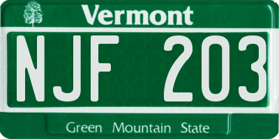 VT license plate NJF203