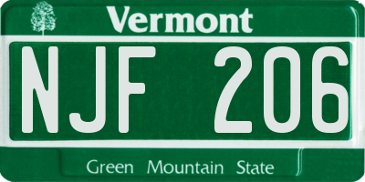 VT license plate NJF206