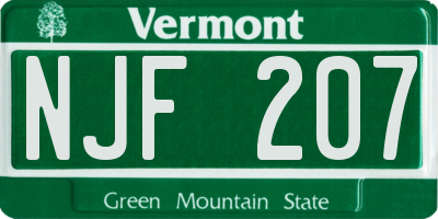 VT license plate NJF207