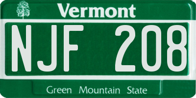 VT license plate NJF208