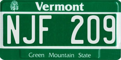 VT license plate NJF209