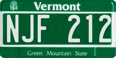 VT license plate NJF212
