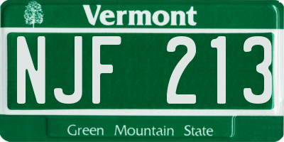 VT license plate NJF213