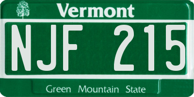 VT license plate NJF215