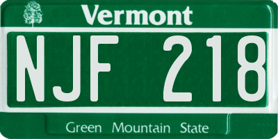 VT license plate NJF218