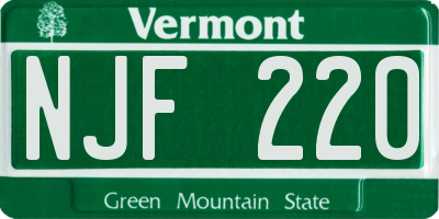 VT license plate NJF220