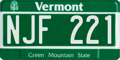 VT license plate NJF221