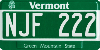 VT license plate NJF222