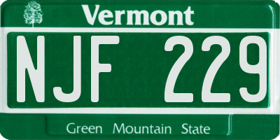 VT license plate NJF229