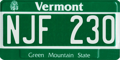 VT license plate NJF230