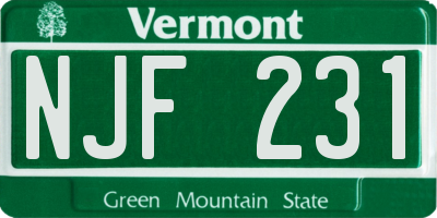 VT license plate NJF231