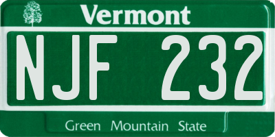 VT license plate NJF232