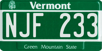 VT license plate NJF233