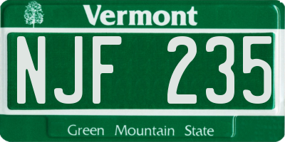VT license plate NJF235