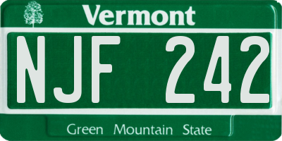 VT license plate NJF242