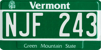 VT license plate NJF243