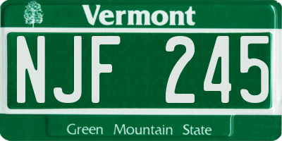VT license plate NJF245