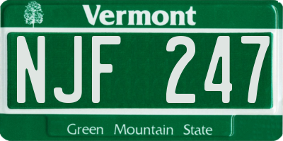 VT license plate NJF247