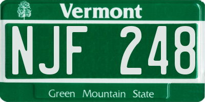 VT license plate NJF248