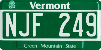 VT license plate NJF249