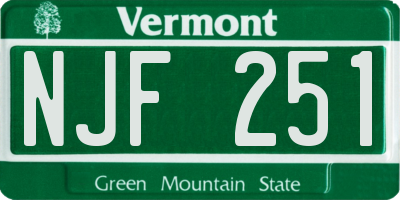 VT license plate NJF251