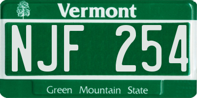 VT license plate NJF254
