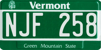 VT license plate NJF258