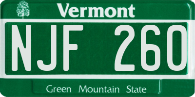 VT license plate NJF260