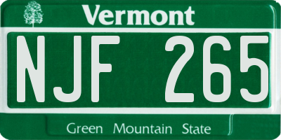VT license plate NJF265