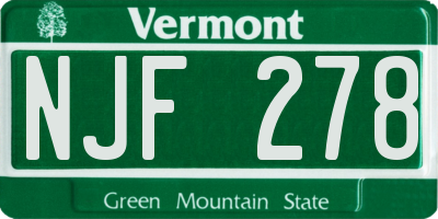 VT license plate NJF278
