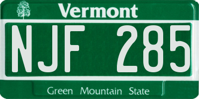 VT license plate NJF285
