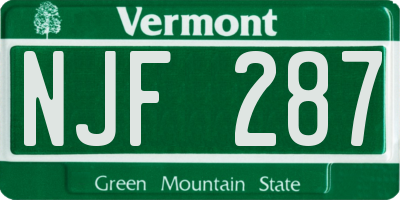 VT license plate NJF287