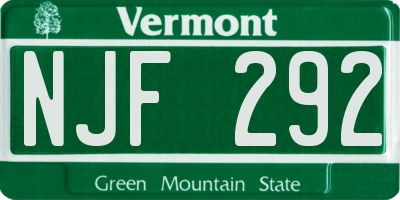 VT license plate NJF292