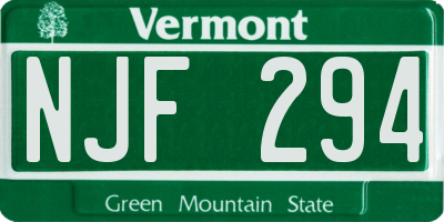 VT license plate NJF294