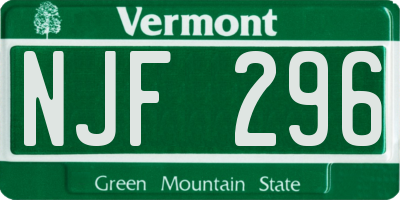VT license plate NJF296