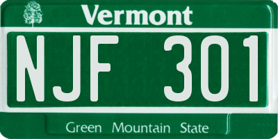 VT license plate NJF301