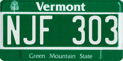 VT license plate NJF303
