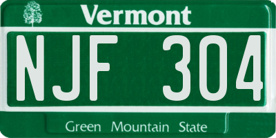 VT license plate NJF304