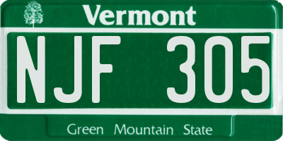 VT license plate NJF305