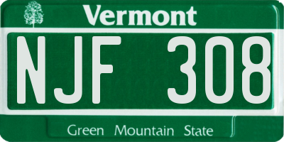 VT license plate NJF308