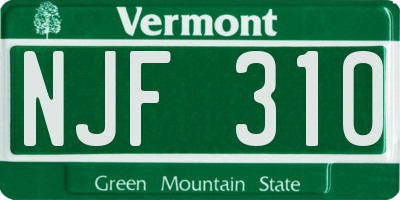 VT license plate NJF310
