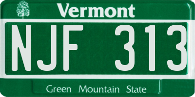 VT license plate NJF313